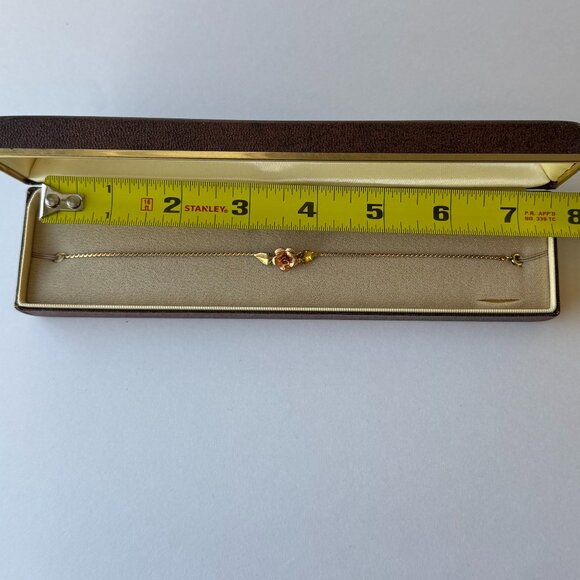VINTAGE (NEW) KREMENTZ Rose & Leaf 14kt Gold Overlay Bracelet - Picture 3 of 8